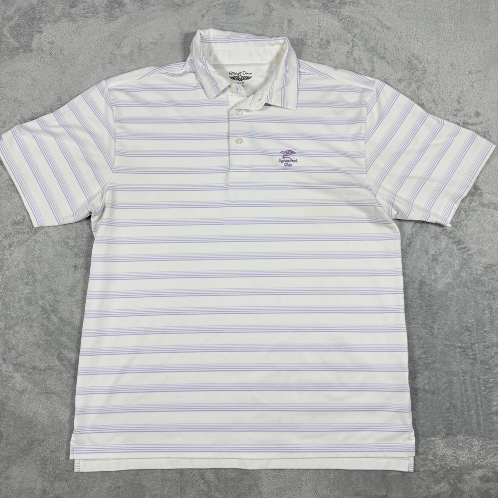Straight Down Mens XL Polo Shirt Cypress Point Club Striped Short Sleeve